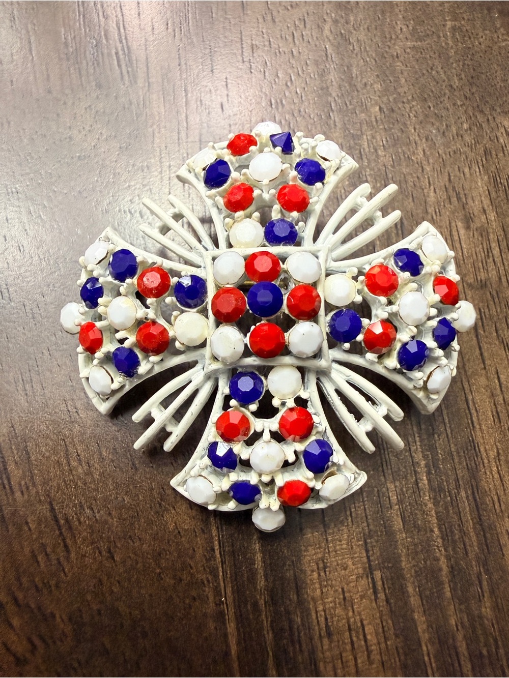Lisner Patriotic Red White Blue Brooch